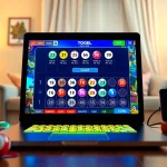 Menggambarkan pengalaman togel online dengan antarmuka cerah dan perangkat digital, menciptakan suasana yang menarik.