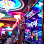 Main player enjoying the Unogg slot game in a vibrant casino atmosphere, showcasing excitement and fun.