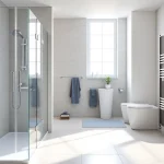 Produkte von sonni sanitär in einem modernen Badezimmer mit stilvollen Duschkabinen und Heizkörpern.
