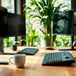 Enhance your typing skills at this inviting typing center with modern ergonomic features.