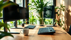 Enhance your typing skills at this inviting typing center with modern ergonomic features.