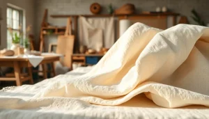 Bekijk ongebleekt katoenrollen in een creatieve werkruimte met natuurlijke verlichting.