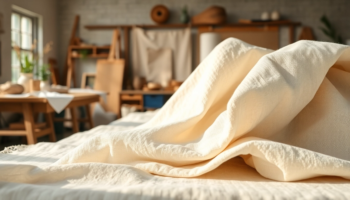 Bekijk ongebleekt katoenrollen in een creatieve werkruimte met natuurlijke verlichting.