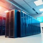 Visual representation of Azure & AWS Integration showing cloud service connectivity in a professional data center.
