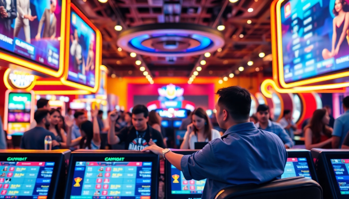 Bermain bandar togel dengan suasana kasino yang penuh warna dan penuh semangat.