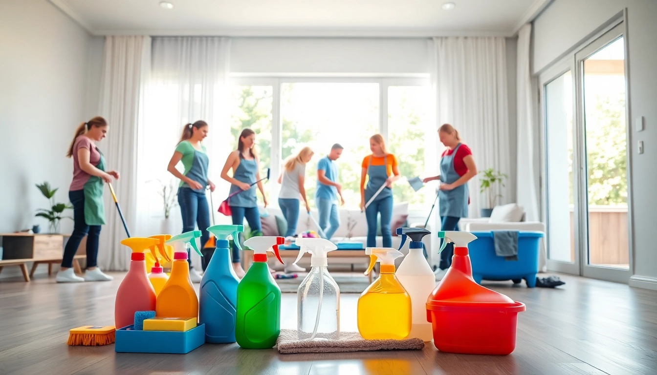 Cleaning Service team efficiently organizing a modern home during a professional clean.