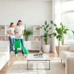 Enhance your home with a professional Cleaning Service presented in a bright, immaculate living room setting.
