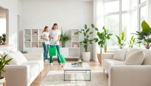 Enhance your home with a professional Cleaning Service presented in a bright, immaculate living room setting.