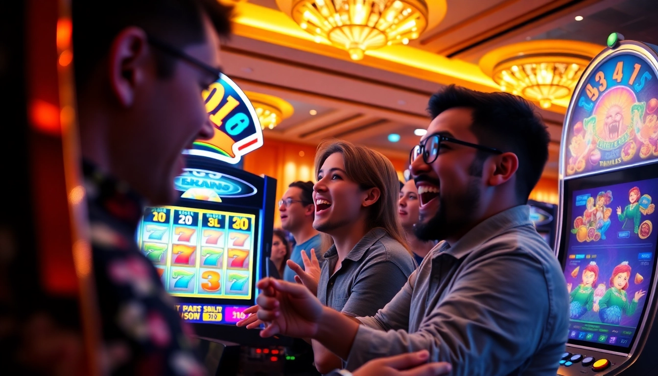 Menampilkan kaisar800 resmi slot dengan pemain yang merayakan kemenangan di kasino yang berkilau.