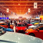 Engage with the vibrant auto cars show featuring modern vehicles and enthusiastic attendees.