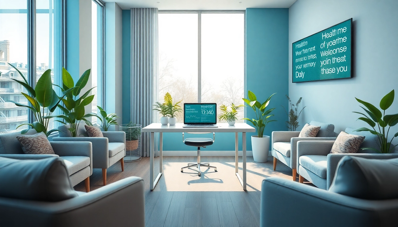 Engaging consultation space showcasing https://fhpts.com health services with modern design and serene lighting.