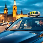 Experience top-notch West bridgford Taxi service with a friendly driver in a vibrant urban setting.