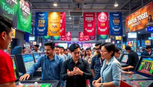 Menampilkan pemain aktif dalam situs togel dengan suasana pasar togel yang ceria dan ramai.