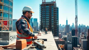 Manhattan Commercial General Contractor oversees a construction project in a bustling urban setting.