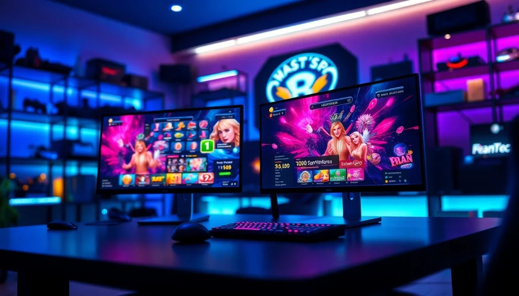 Aktivitas bermain agen toto dengan setup gaming modern dan pencahayaan seru.