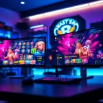 Aktivitas bermain agen toto dengan setup gaming modern dan pencahayaan seru.