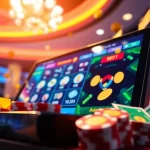 Menggambarkan pengalaman gambling toto togel resmi yang menarik dengan elemen permainan digital modern.