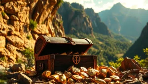 Unearth the treasures of King Solomon's Mine in this stunning treasure chest scene enriched with gold.