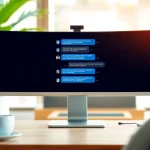 Engaging free ai chat in a modern office with an interactive chatbot interface.