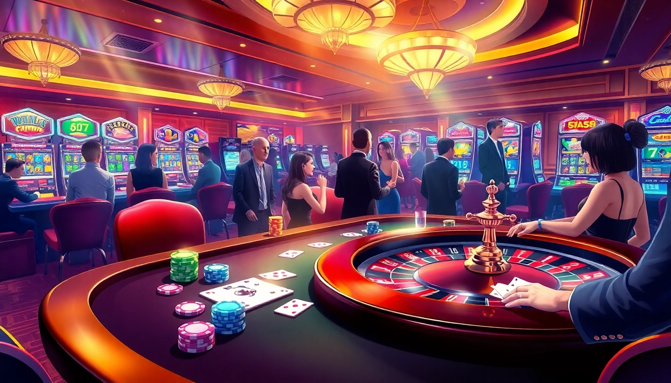 Experience thrilling gameplay at 여기여's vibrant casino with engaging tables and vibrant decor.