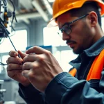 Hands-on training of a Wyoming Electrical Apprenticeship participant in a workshop setting.