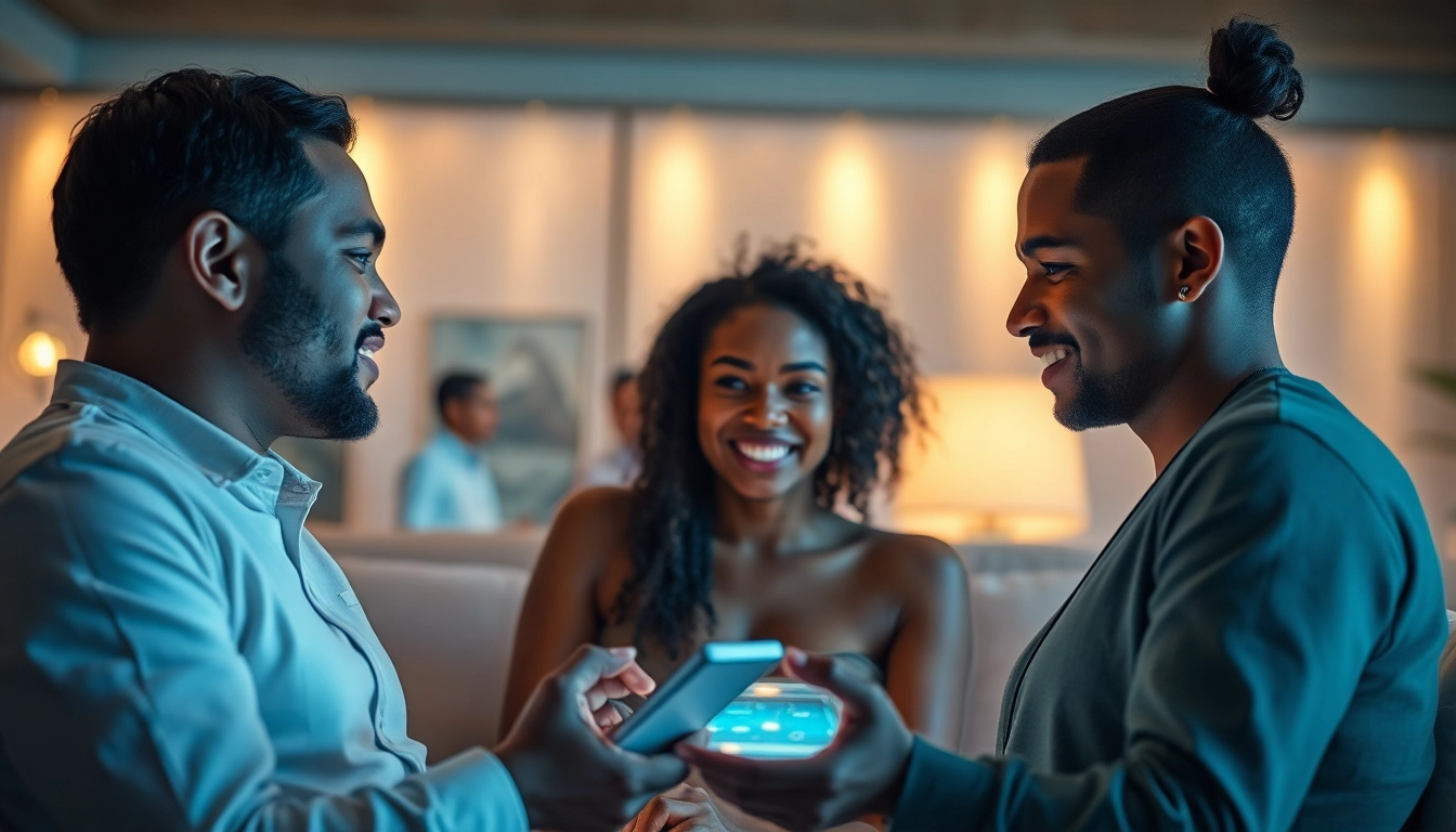 Engaging interaction with sex AI technology in a warm, modern setting