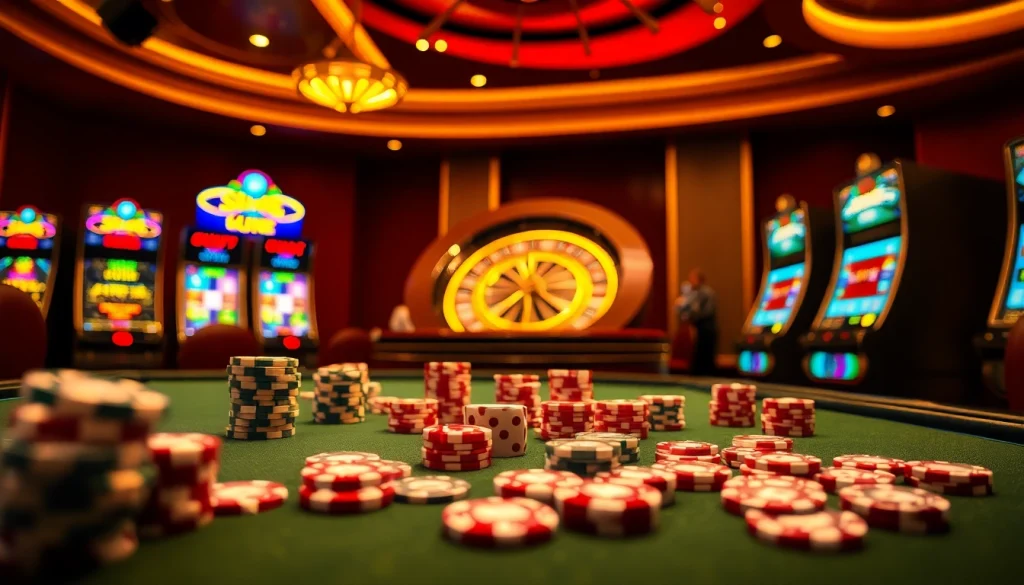 S88 vip players enjoying a thrilling casino atmosphere with poker chips and a spinning roulette wheel.