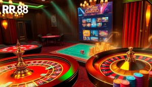 Experience the thrill of winning at RR 88 casino with vibrant poker tables and animated games.