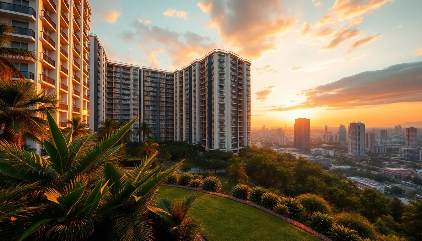 View of Tampines St 95 EC luxury residential development with lush gardens at sunset.