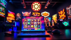 Menampilkan situs slot depo 5k pada layar laptop dalam suasana gaming yang cerah.
