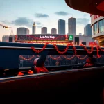 World Cup Group Transportation in a luxurious limousine at LA stadium with vibrant decorations.
