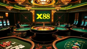 Experience thrilling gameplay at XX 88 casino with vibrant roulette and poker tables.