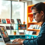 Showcase how to sell premium content links in a modern digital marketplace setting featuring vibrant products.