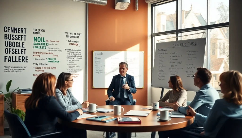 Connecting with a business coach los Angeles in a vibrant office space, fostering productive discussions.