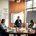 Connecting with a business coach los Angeles in a vibrant office space, fostering productive discussions.