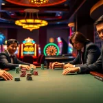 Noi in a vibrant casino atmosphere, engaging in a thrilling game with slot machines and poker chips, reflecting the keyword 'Nếu như vậy bám vào đây'.