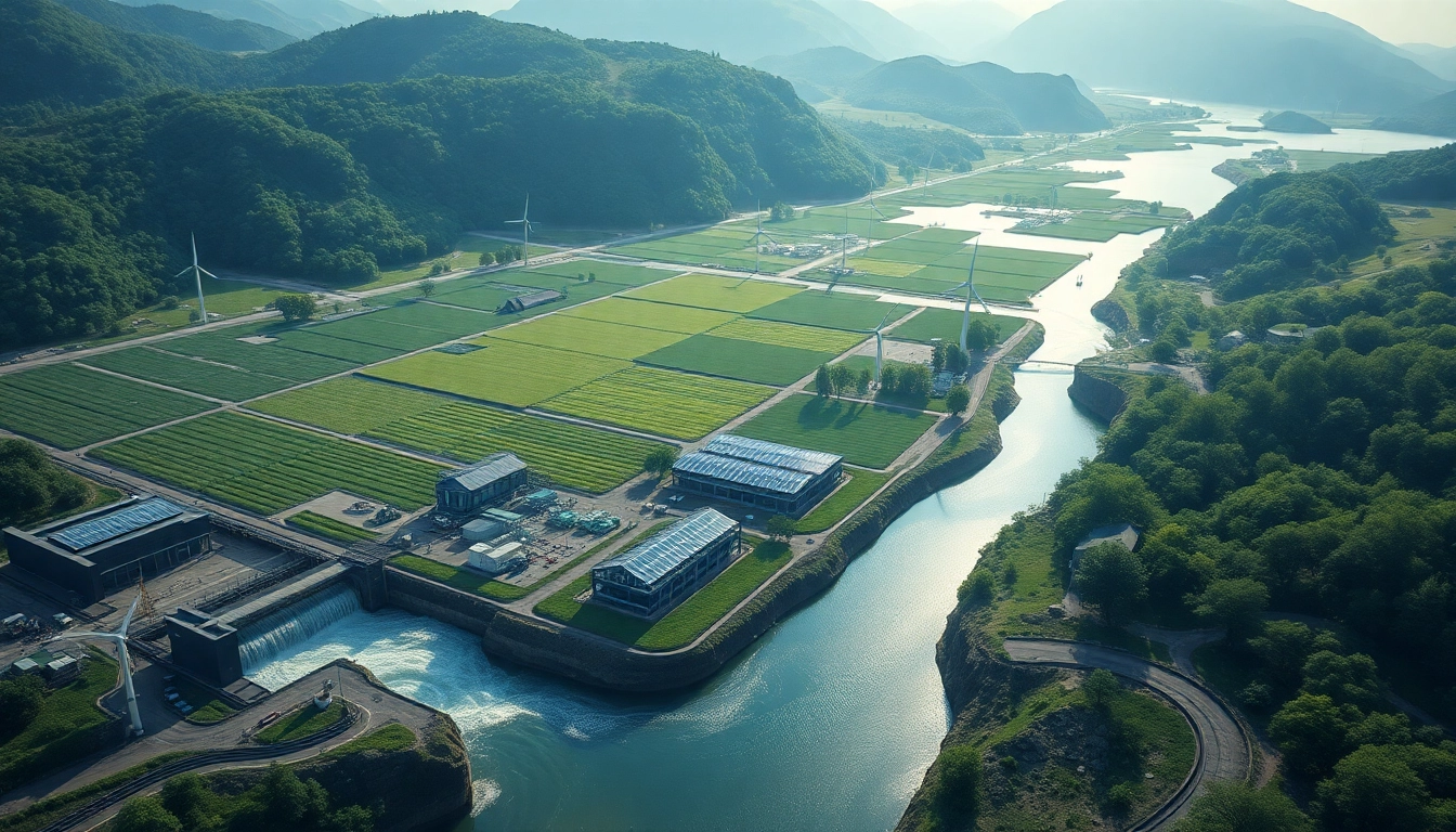 AI-powered crypto mining site with renewable energy sources enhancing profitability.