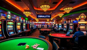 Experience thrilling gameplay and luxury at OBRALTOTO casino games with vibrant tables and slots.