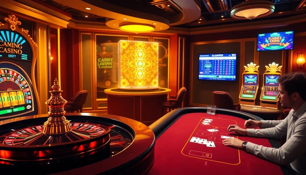Experience high-stakes gaming at shbet800 com with vibrant slot machines and a roulette scene.