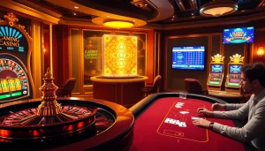 Experience high-stakes gaming at shbet800 com with vibrant slot machines and a roulette scene.