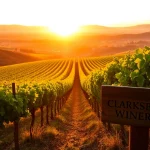 Explore the beauty of Clarksburg wineries among vibrant vineyards at sunset.