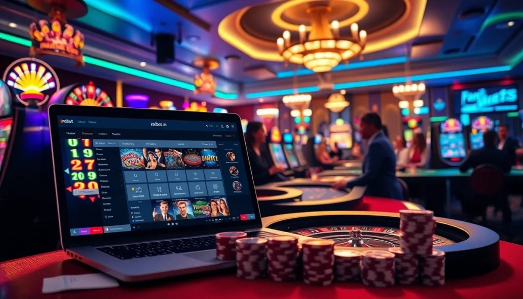Players enjoying the thrill of online gaming on the indibet in platform in a vibrant casino environment.