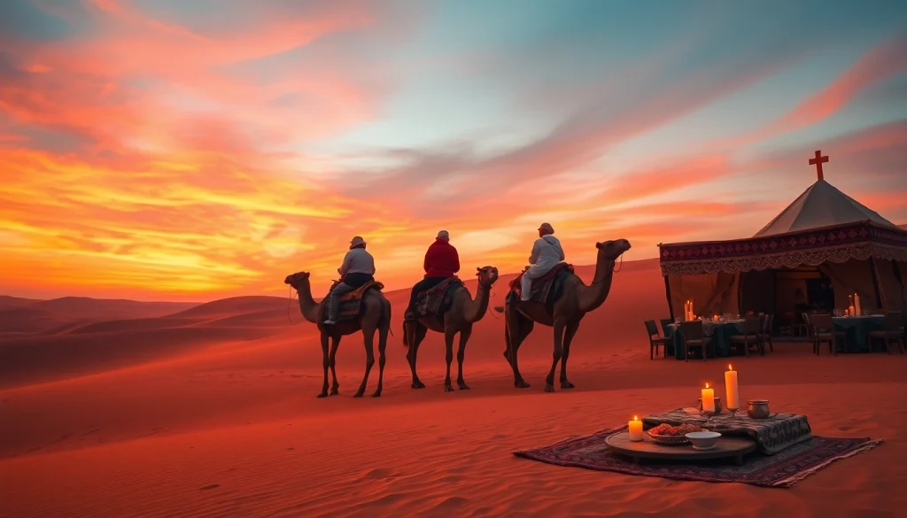 Experience the Agafay desert camel ride and dinner with a show, featuring sunset views and lively cultural ambiance.