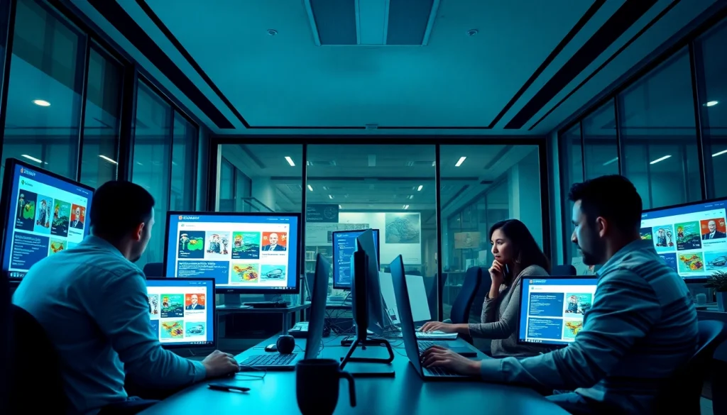 Professional team at công ty thiết kế website collaborating on web design projects