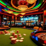 Liên Minh KJC casino scene with vibrant poker chips, roulette wheel, and immersive gambling atmosphere.