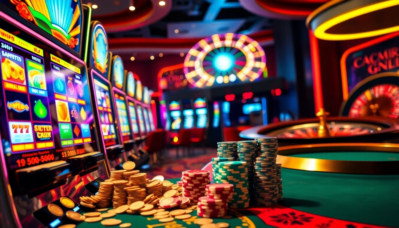 Situs Slot Gacor with players immersed in thrilling slot games and exciting casino ambiance.