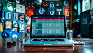 Engaging sports betting South Carolina scene showcasing a laptop with vibrant odds and statistics.