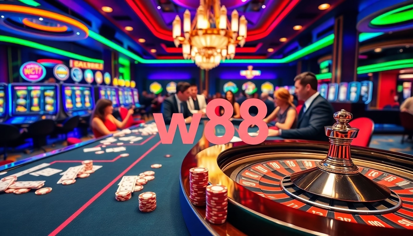 Experience the excitement of w88 casino with vibrant slots, roulette, and poker in a lively atmosphere.