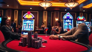 Gambler placing bets at a high-stakes poker table with 'thabet' branding, showcasing excitement and luxury.