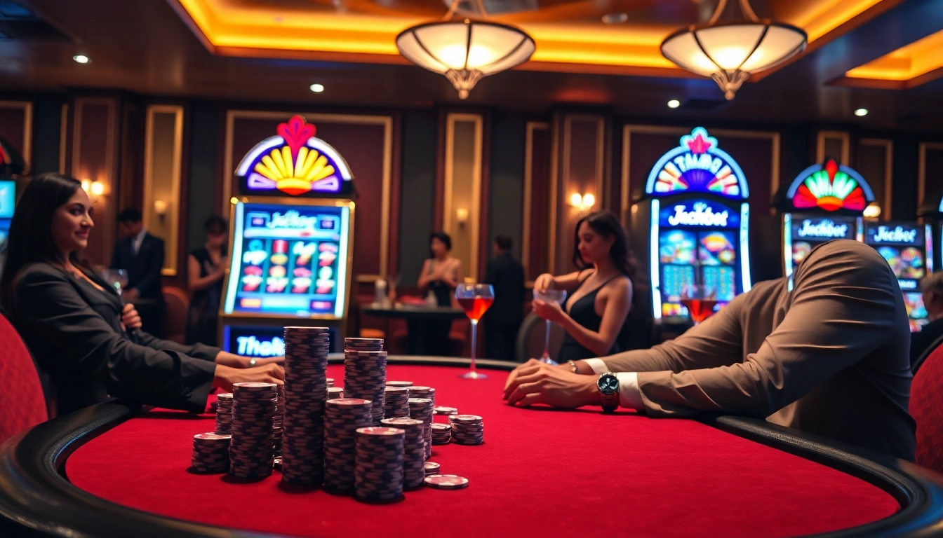 Gambler placing bets at a high-stakes poker table with 'thabet' branding, showcasing excitement and luxury.